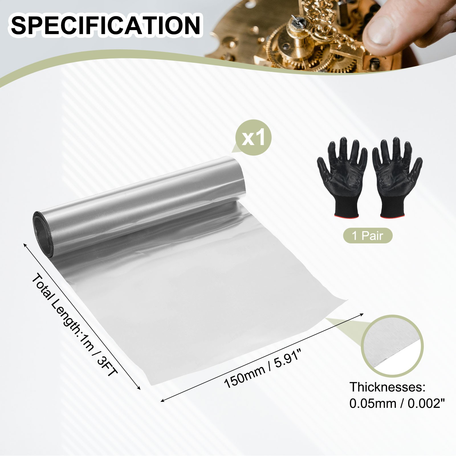 Copper Sheet Roll 0.05 x 150 x 1000mm for DIY Craft (1 Pack, Copper)
