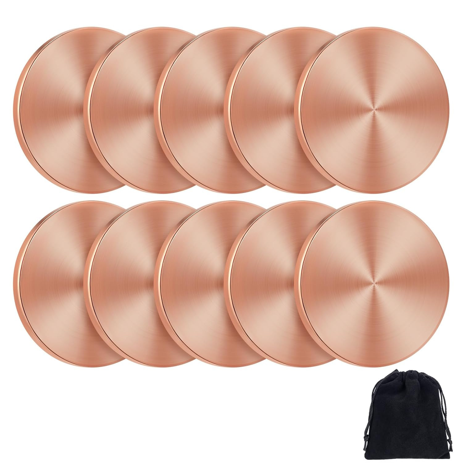 10 Pcs Copper round Discs 1-1/4″ Dia. X 1/8″ Thick Solid Blank with Velvet Stora