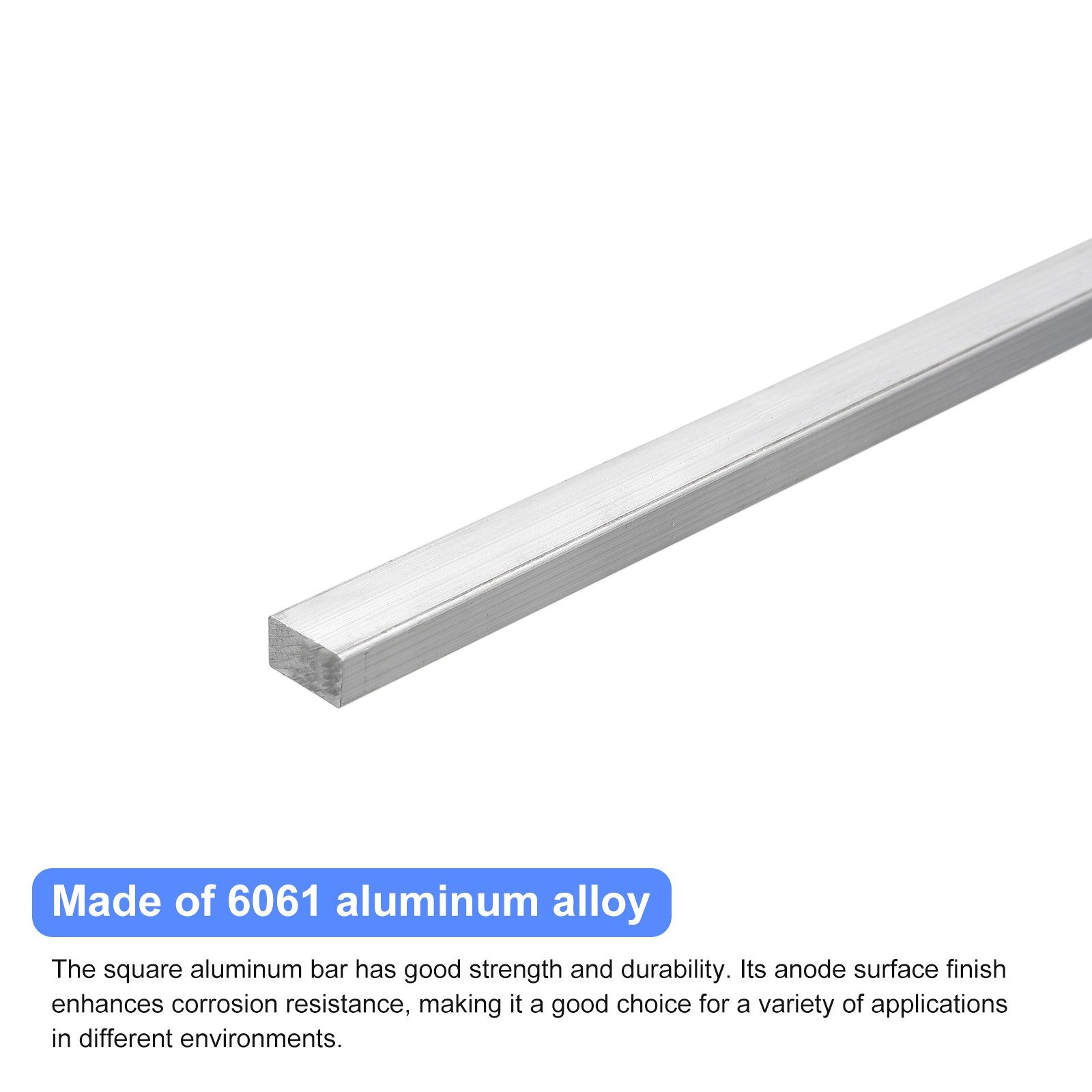 Square Aluminum Bar, 3/8″ Thick 0.6″ Width 10″ Length