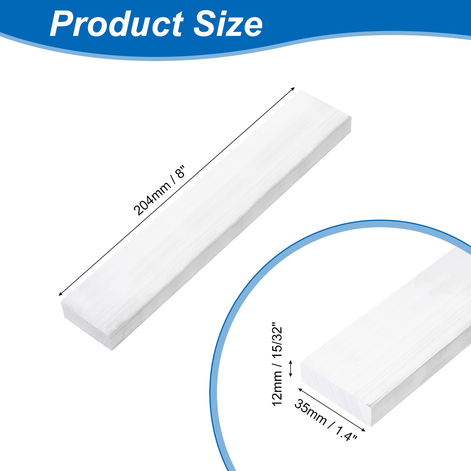Square Aluminum Flat Bar, 15/32″ Thickness 1-3/8″ Width 8″ l with Glove