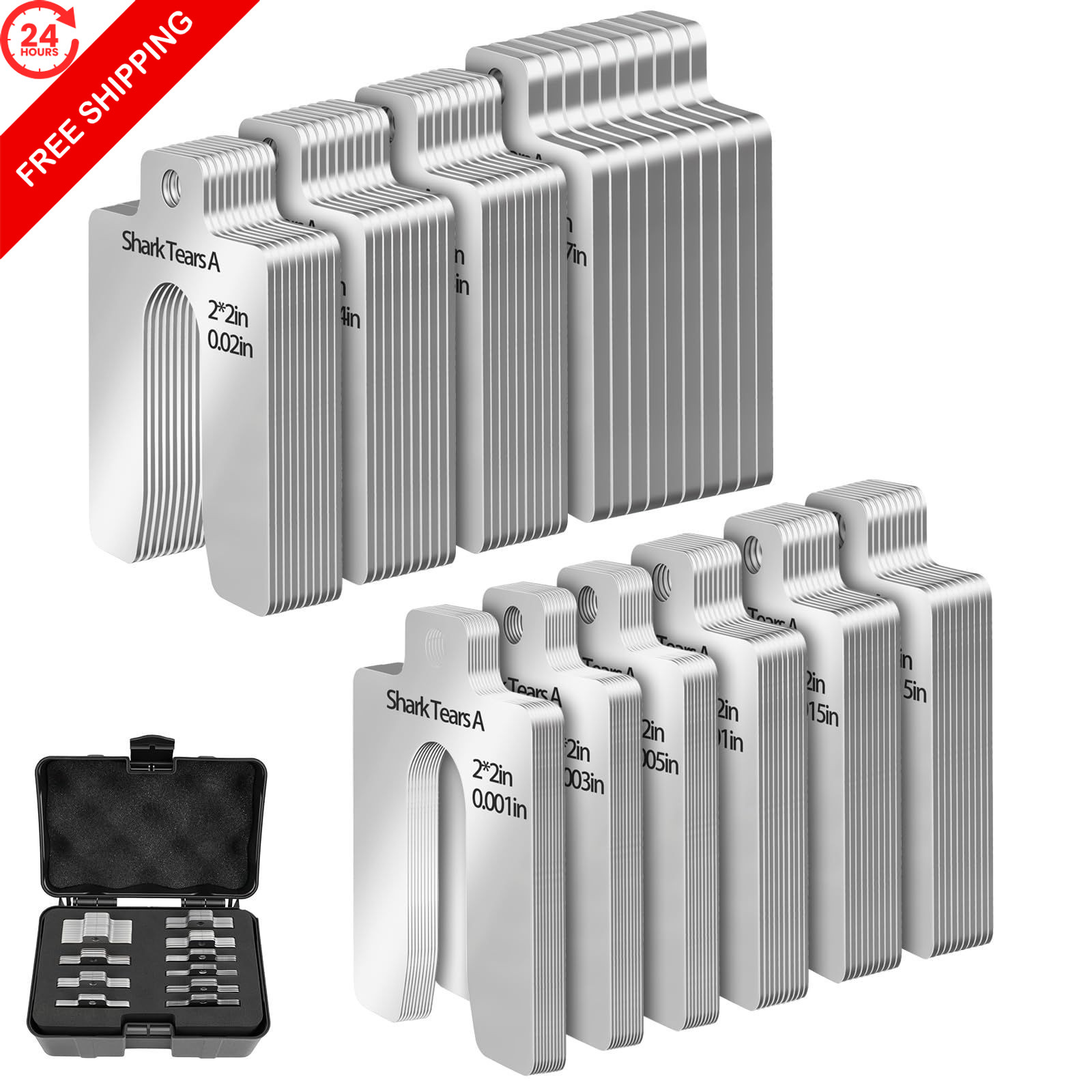 100PCS 304 Stainless Steel Shim Kit, 2″ 2 x 2 inches, aluminum natural finish