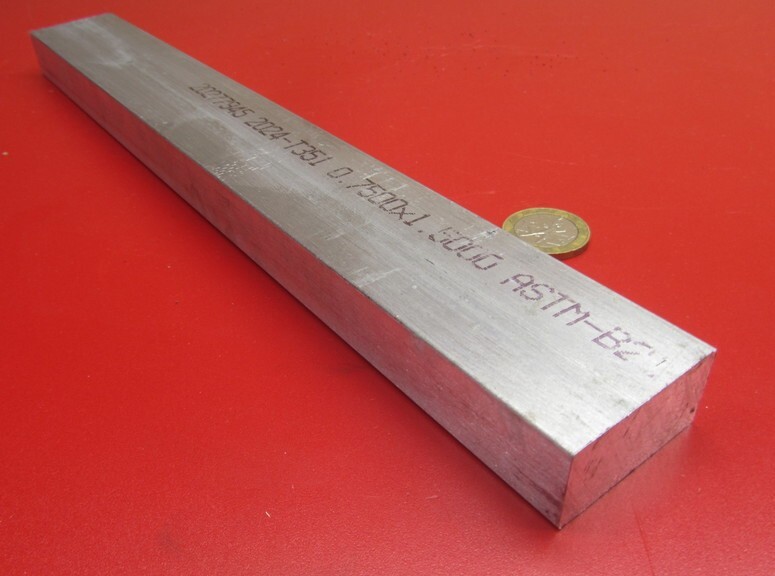 2024 T351 Aluminum Bar, 3/4″ (.750″) Thick x 1 1/2″ Wide x 12″ Length