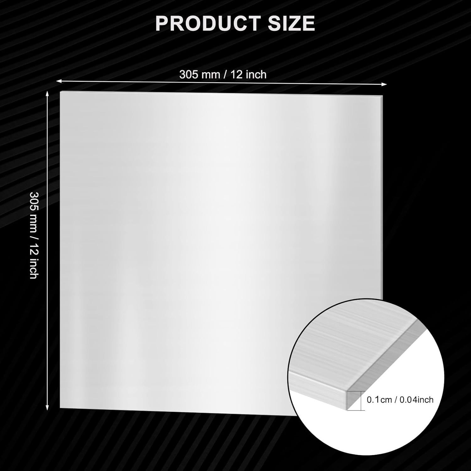 304 Stainless Steel Sheets, 12″ X 12″ X 0.04″ Inch(19 Gauge) Stainless Steel Pla
