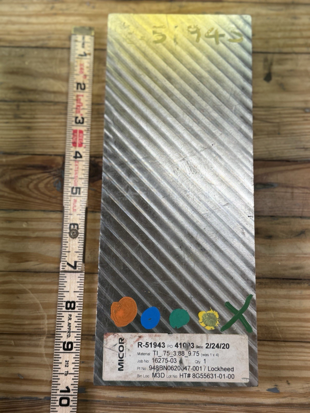 Titanium Plate Flat Bar .75” x 3.88” x 9.75” Weighs 4lb 14oz 3/4 x 4 x 9.5