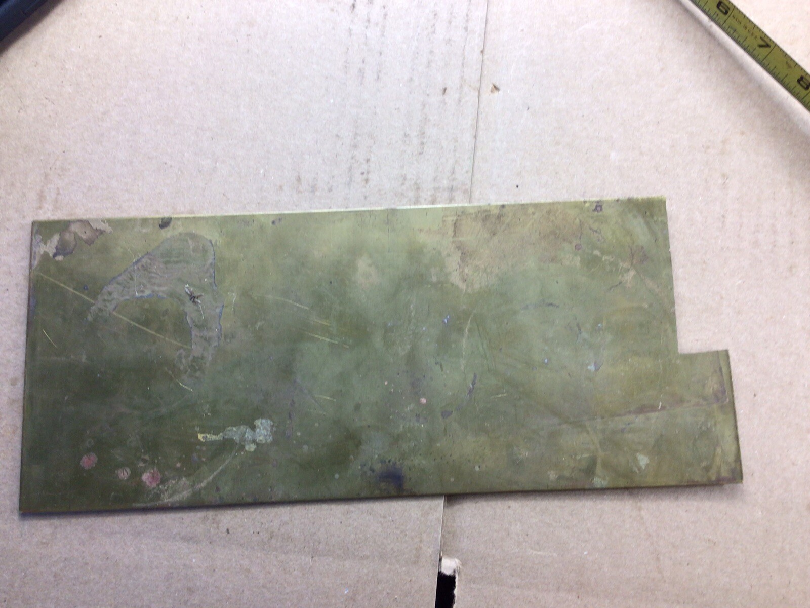 Brass Sheet Stock .063” X 5” X 12”. One Piece, Cut Out In Corner