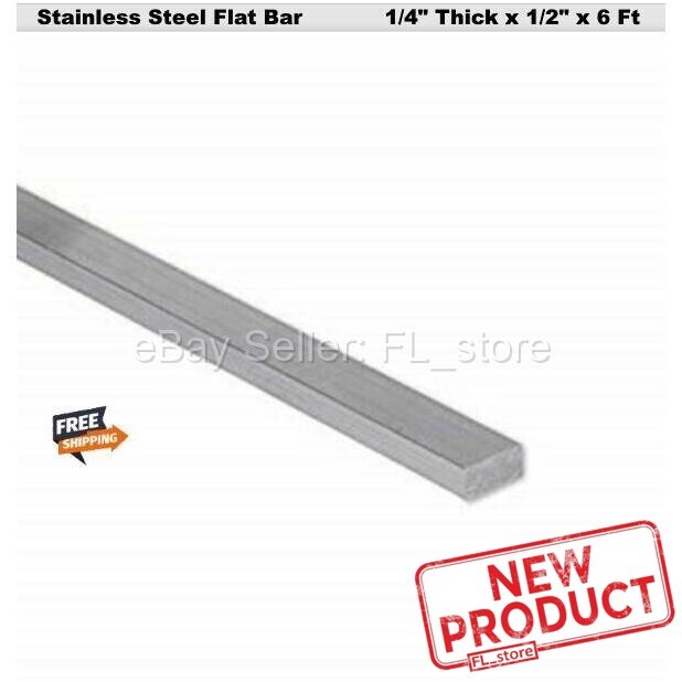 1/4″ Thick Stainless Steel Flat Bar 1/2″ x 6 Feet Rectangular Stock 304 Mill NEW