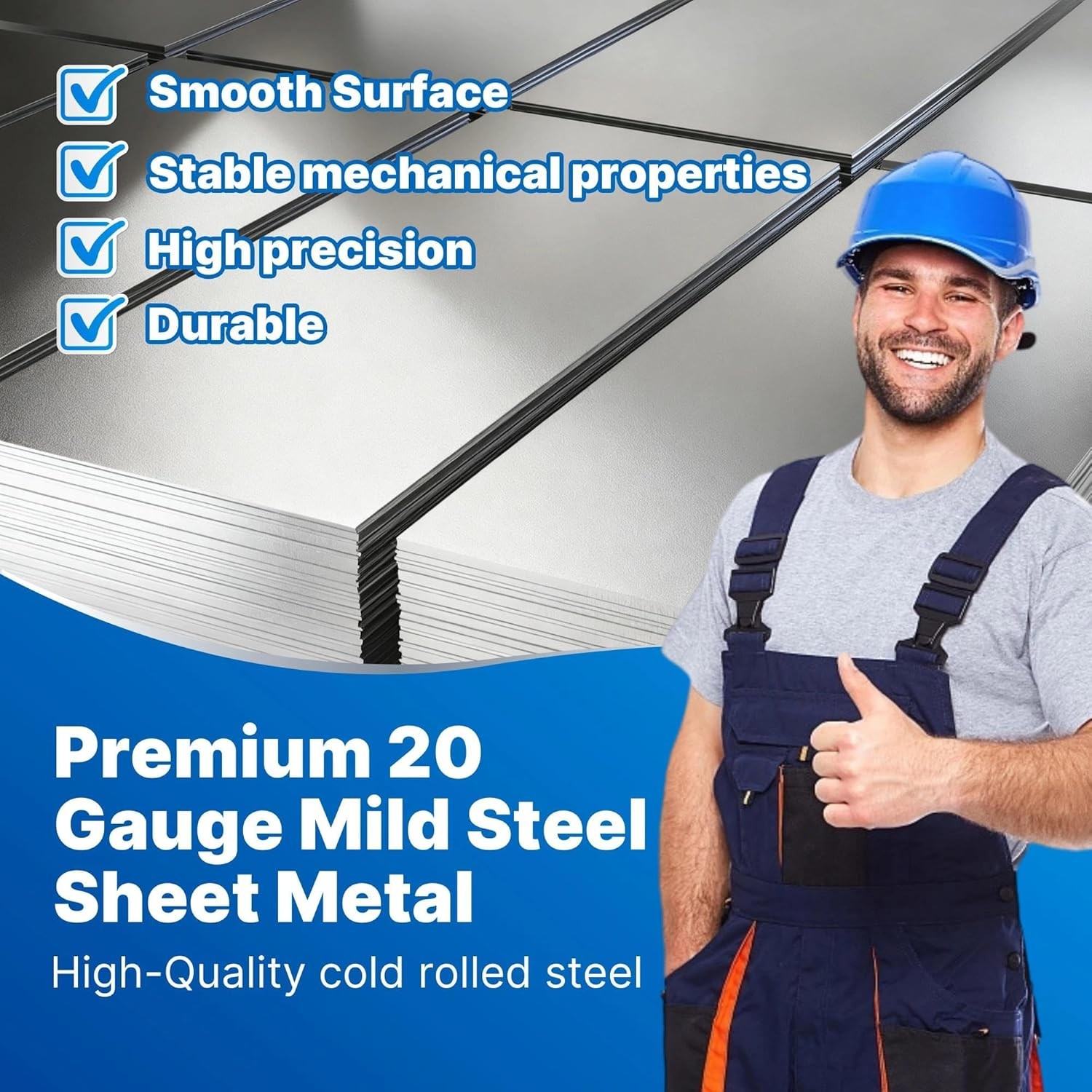 5 Pack 20 Gauge Sheet Metal Steel, 12″ x 6″ Cold Rolled Steel Sheet Plate,Durabl