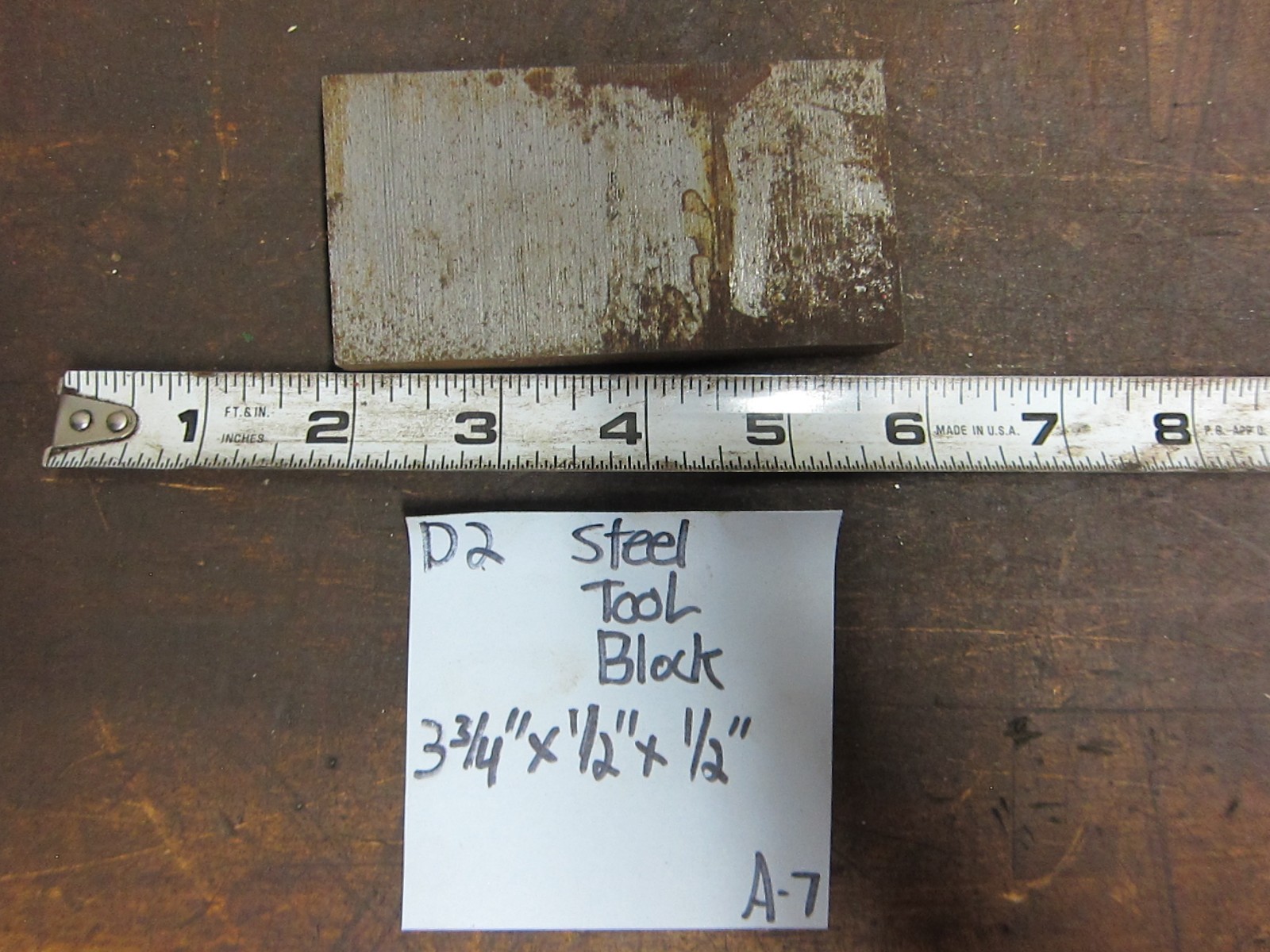 D-2 Tool Steel 3.75” x 0.5″ x 0.5” Thick D2 Tool Steel Block
