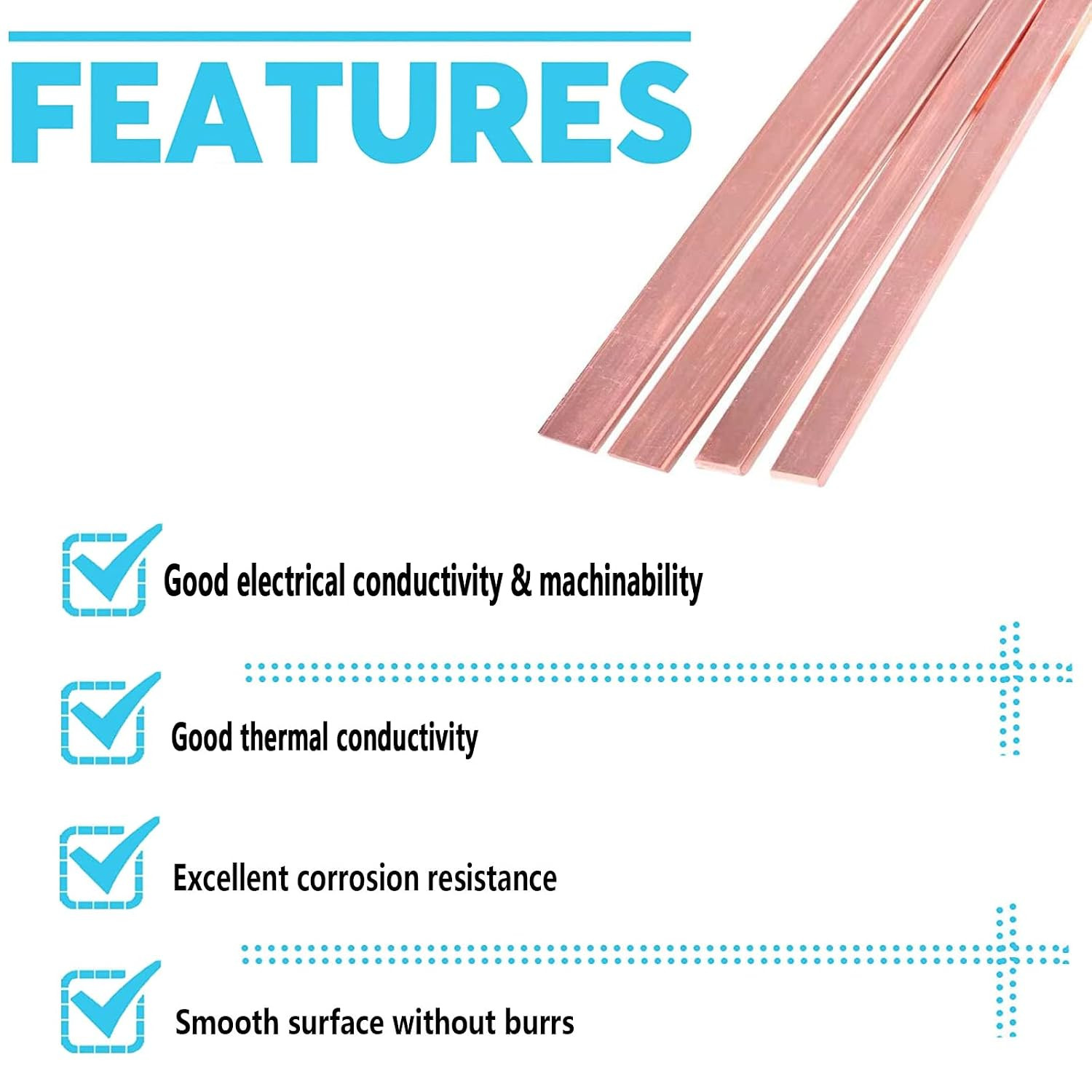 C110 Copper Flat Bar, 1/8″ Thickness X 1″ Width X 12″ Length Copper Flat Bar Sto
