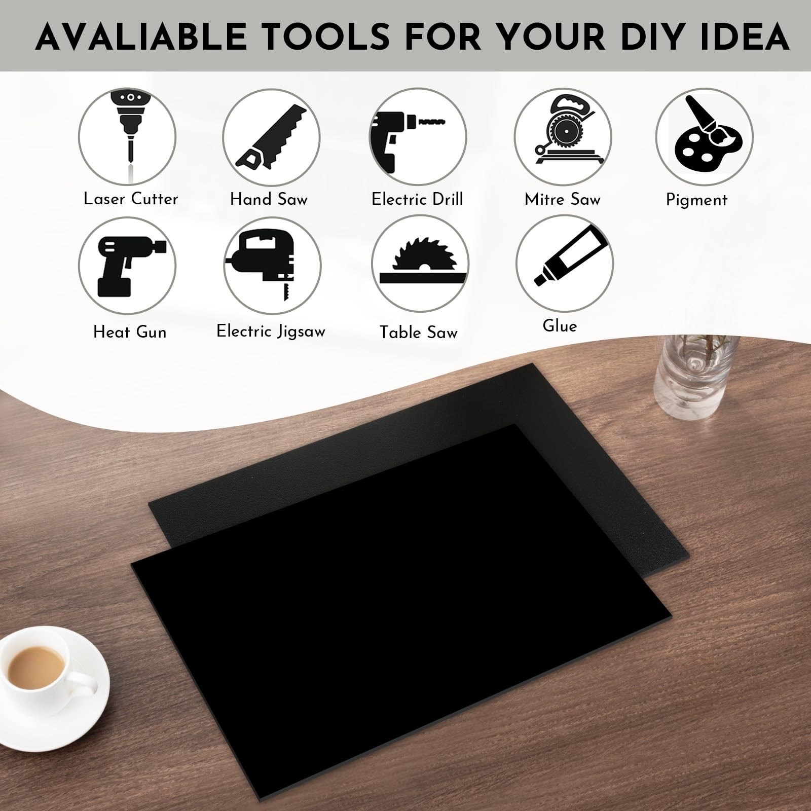 3 Pack Black ABS Plastic Sheet 12” x 16” x 1/8″,Phiowocx 3mm Thick M