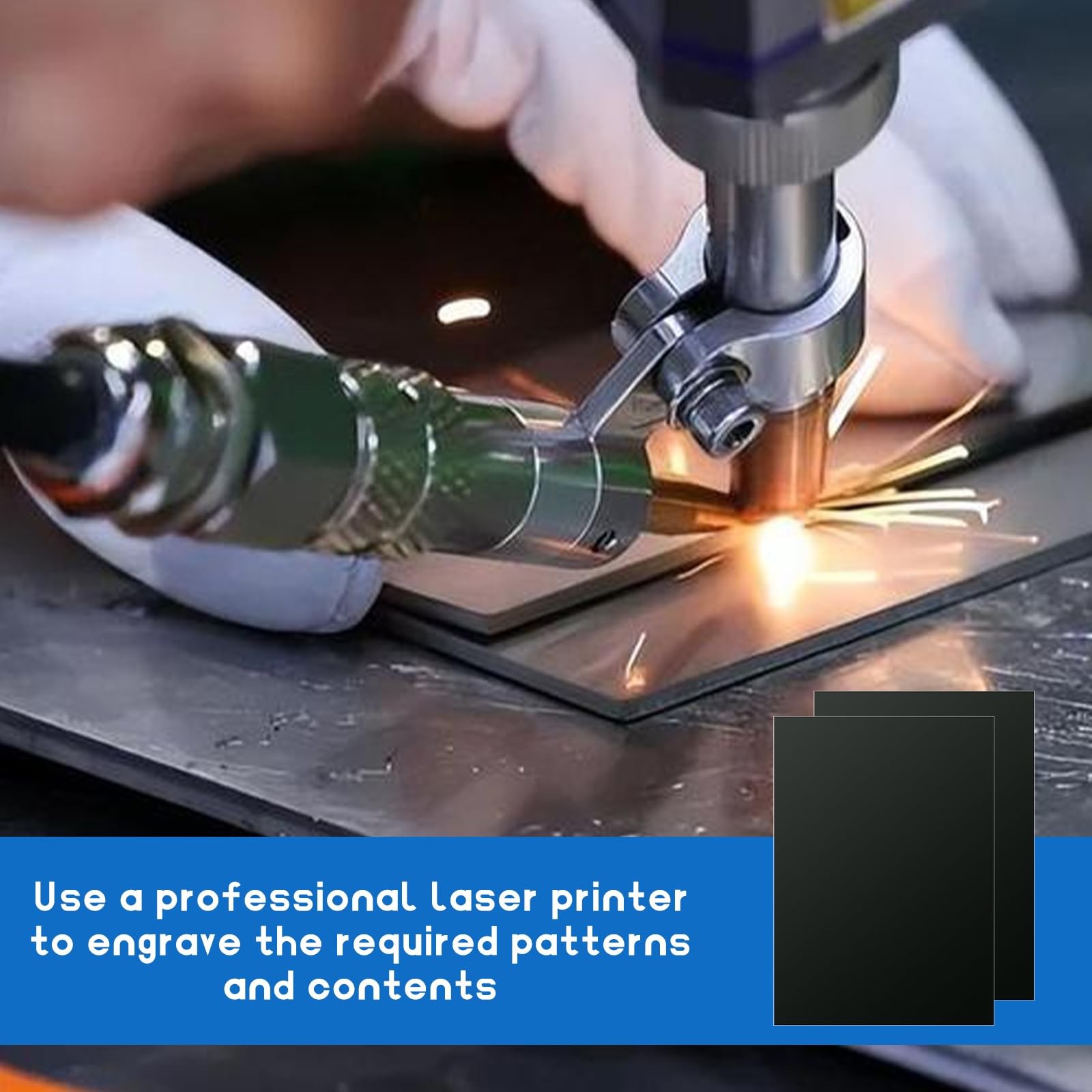 Black Anodized Aluminum Sheet Metal Laser Engraving 7x5x1/32 Inch 10 PCS