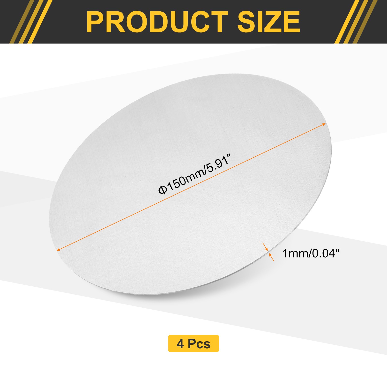 4 Pcs 6″ Dia 0.04″ Thick Aluminum Disc METAL STAMPING Circle Plates Round Sheets