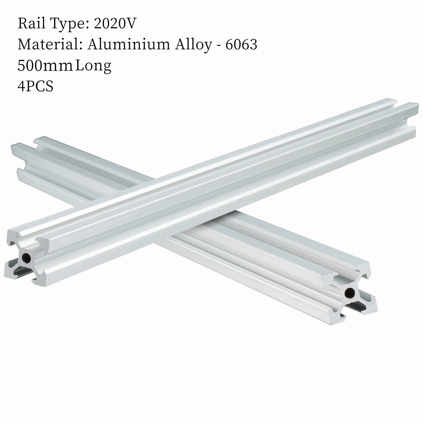 4Pcs 500mm 19.69″ 2020 V Type Slot Aluminum Profile European Standard 20mmx20mm