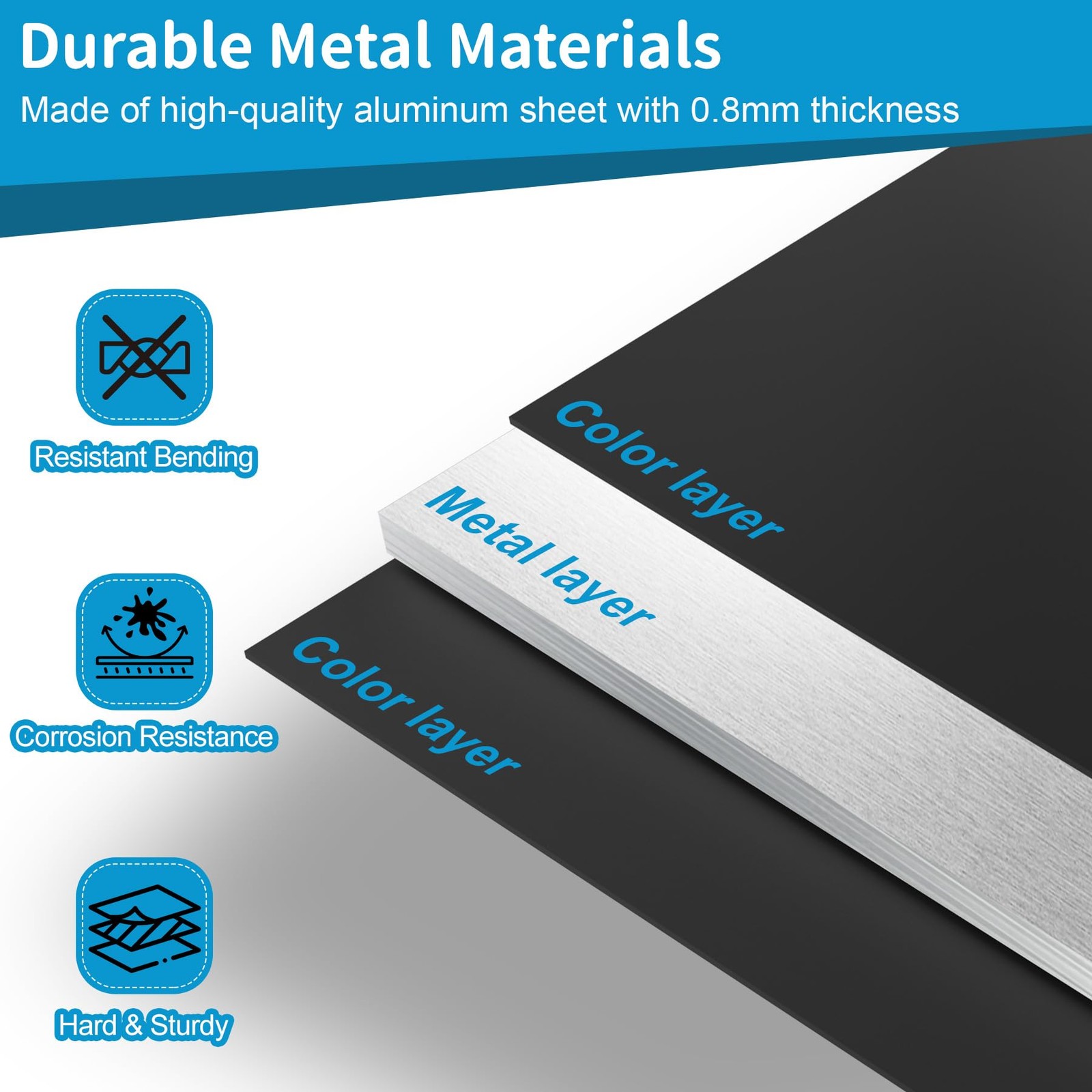6 PCS 7x5x1/32 Inch 0.8mm Anodized Aluminum Sheet Metal Plates For Laser
