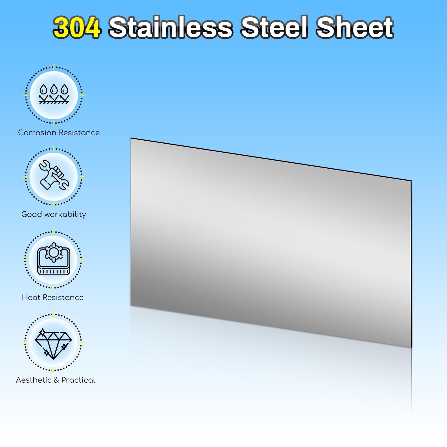 304 Stainless Steel Sheet 8″x12″ 14 Gauge Metal Plate for DIY Crafting & Home De