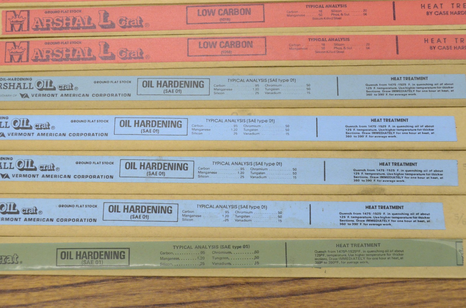 Precision Marshall Ground Stock 10 ITEMS 1/64 x 1/2, 5/64 x 1, 1/16 x 1/2