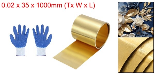 0.0008×1.37×39.4 Inch Brass Sheet Roll H62 Thin Brass Foil Strip Plate Shim