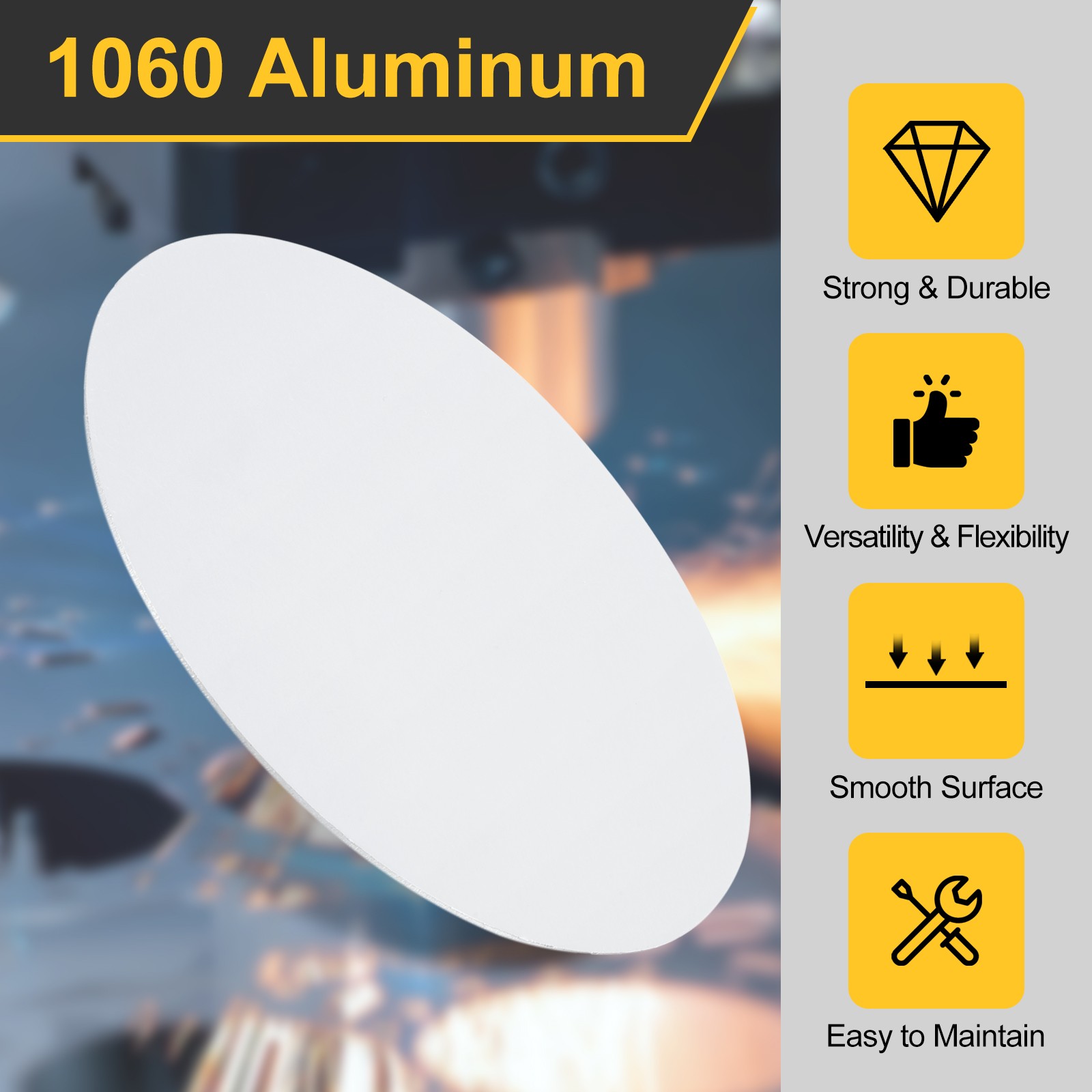 10Pcs Aluminum Disc, 4″(100mm) Dia 0.02″(0.5mm) Thick Round 1060 Aluminum Sheets