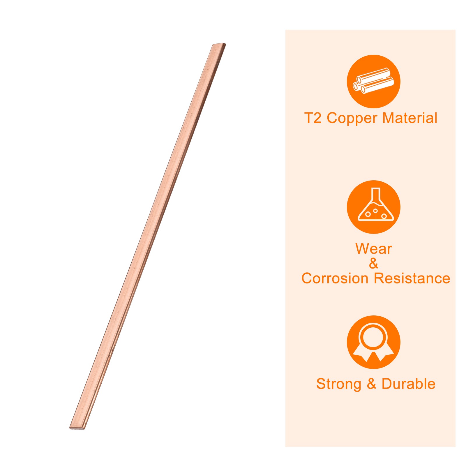 Copper Flat Bar 1/16″ Thickness x 3/8″ Width x 10″ Length Copper Bar Stock