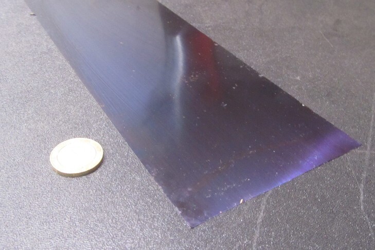 1095 Hard Blue Tempered Spring Steel Shim .015″ Thick x 4.00″ Wide x 48″ Long
