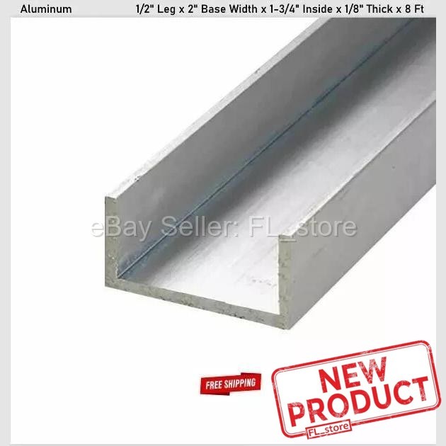 Aluminum Channel 1/2″ Leg x 2″ Base Width x 1-3/4″ Inside x 1/8″ Thick x 8 Feet