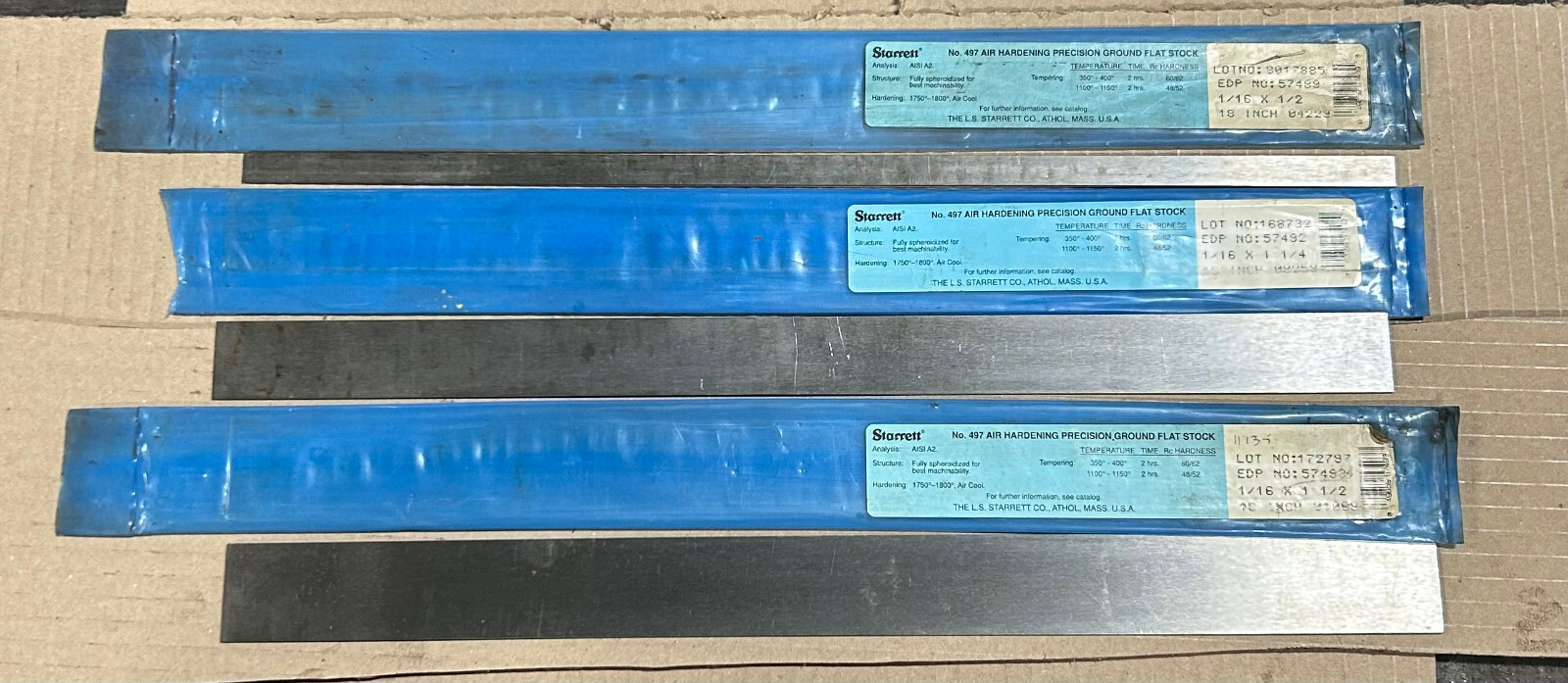 1/16 X 1/2 X 18, 1/16 X 1-1/4 X 18, 1/16 X 1-1/2 X 18 A-2 FGS REGULAR STARRETT