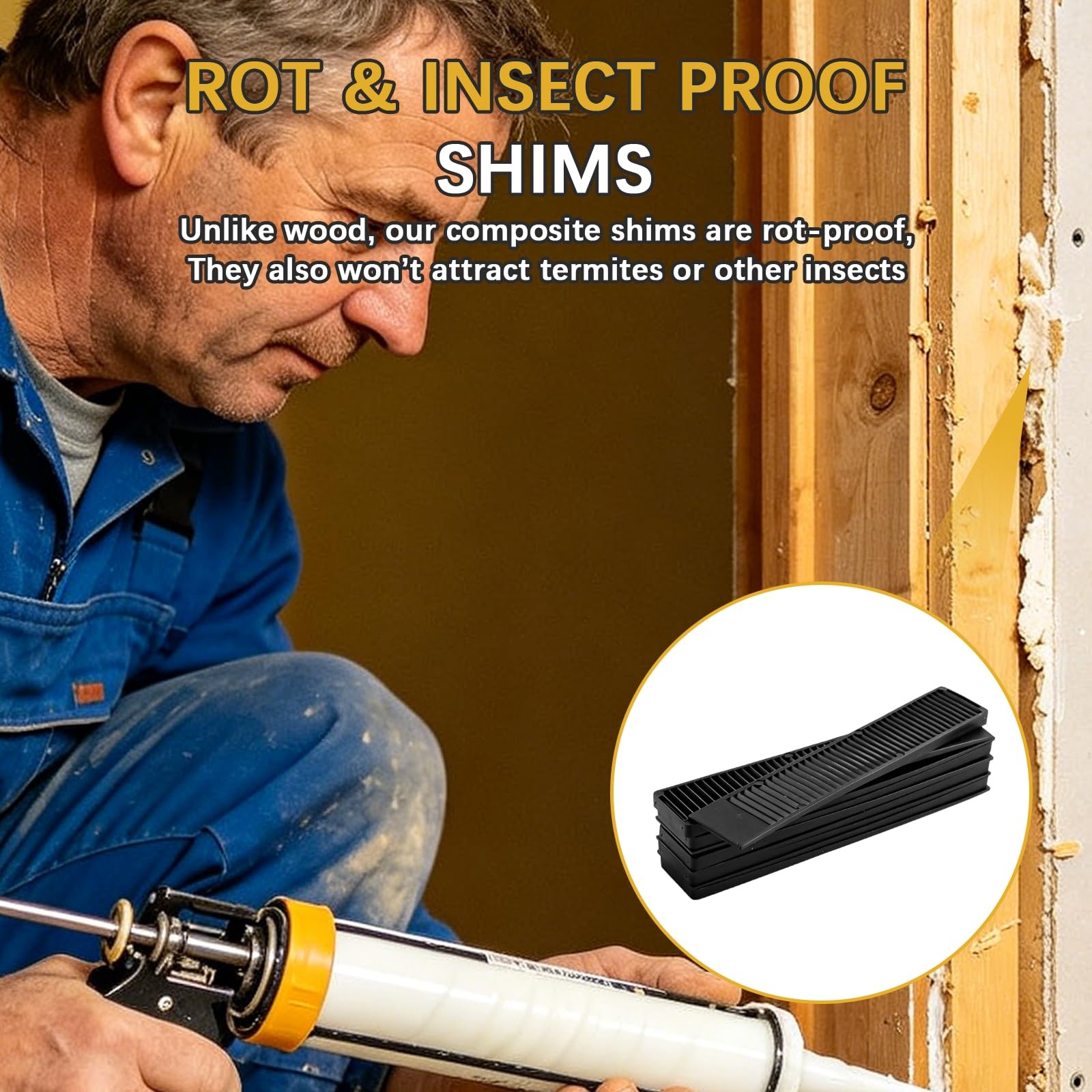 Composite Shims (48 Pack) – Hard Composite Shims for Home Improvement – Never…