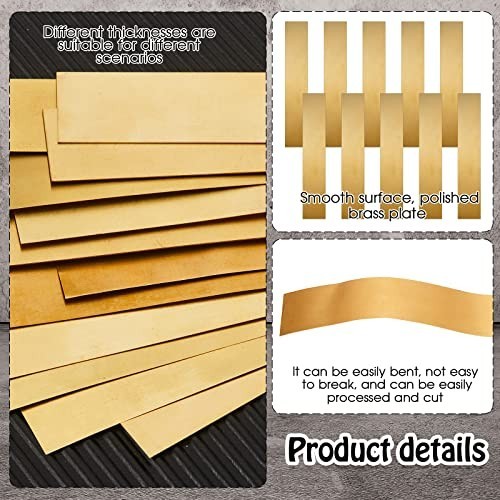 24 Brass Shim Stock Assortment – 6″ Length, Multiple Thicknesses 0.002″-0.016″
