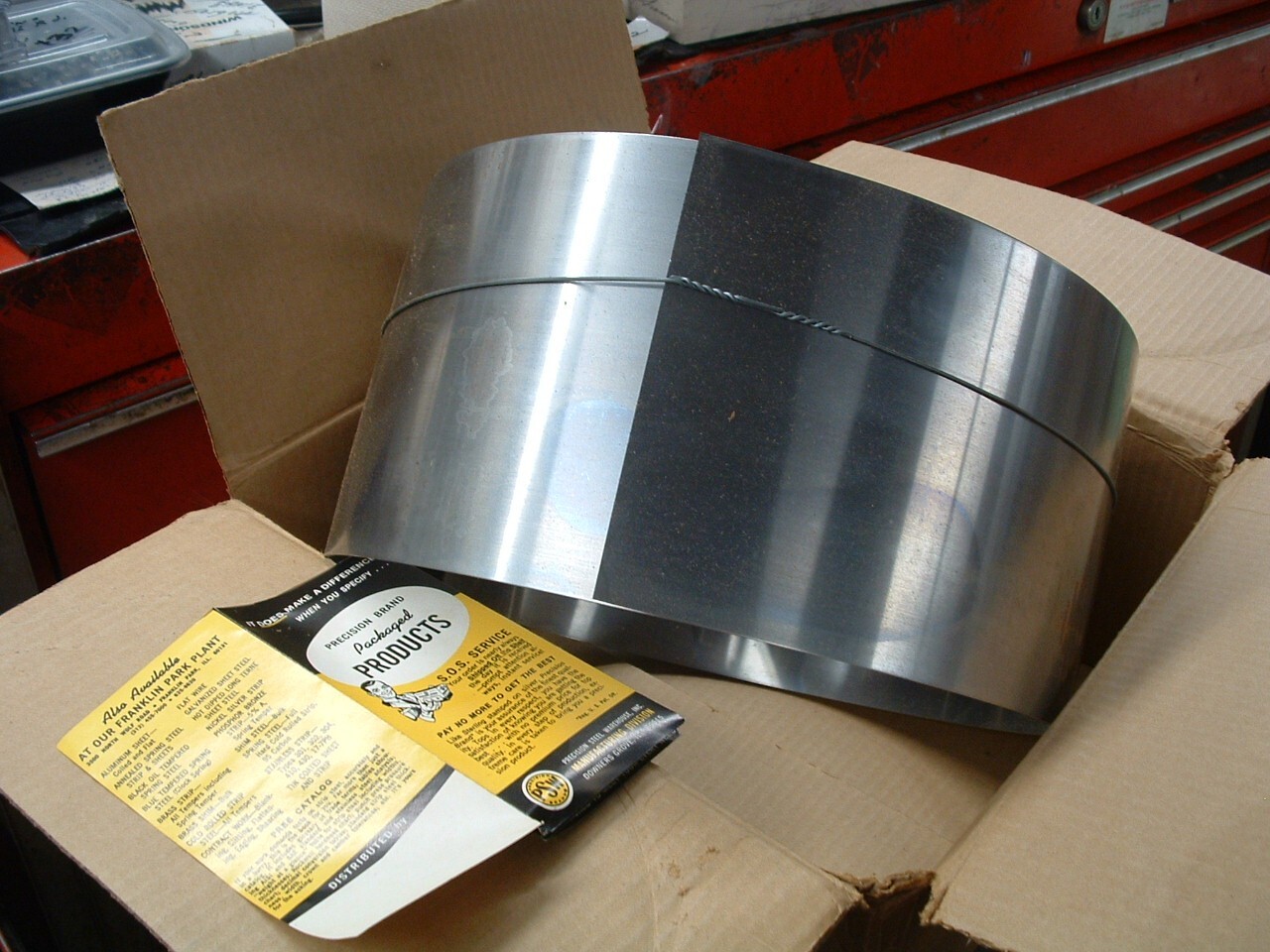 ROLL OF SHIM STEEL PRECISION BRAND A-25, .025 GUAGE 6″ WIDE X 100″ LONG USA