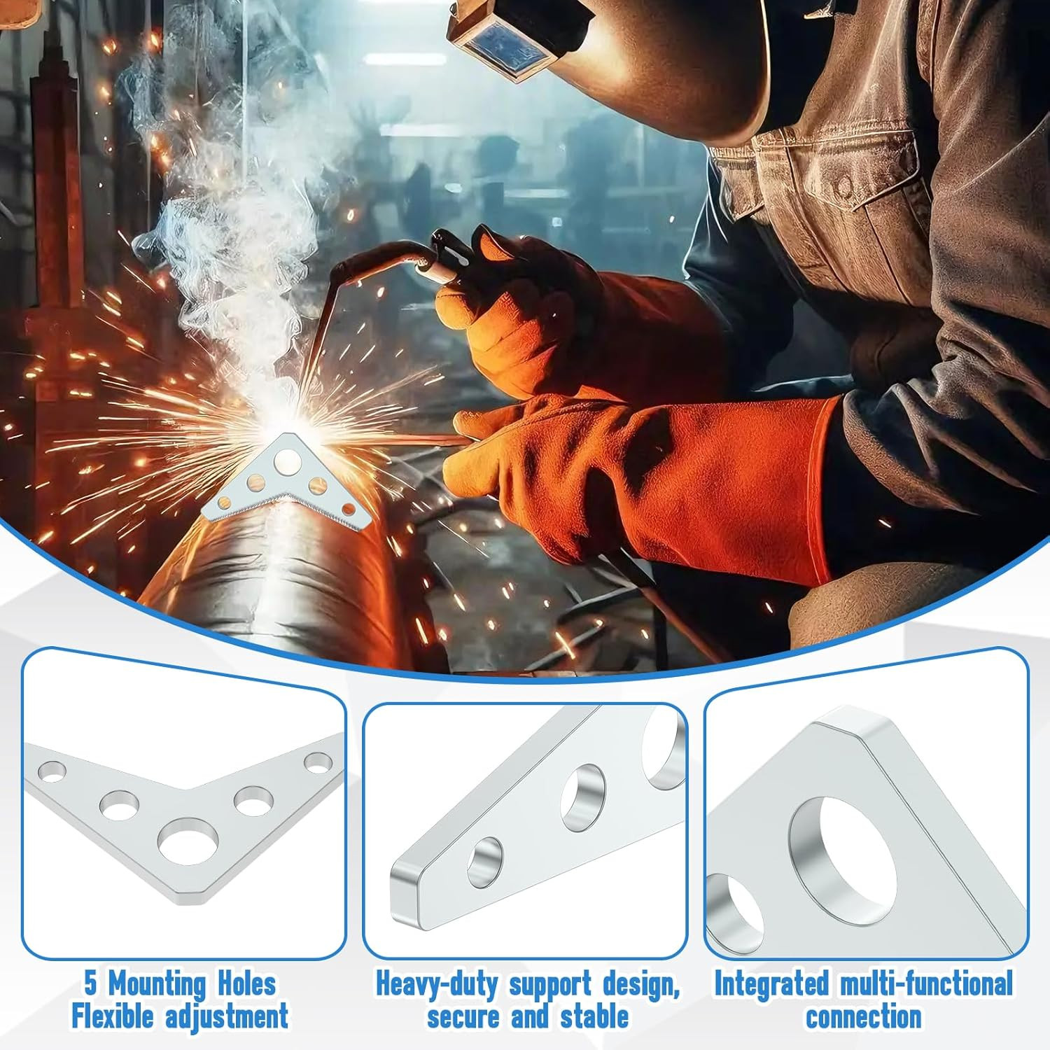 10 PCS Steel Welding Gussets, 3″ X 3″ Triangle Heavy Duty Reinforcement Plates,