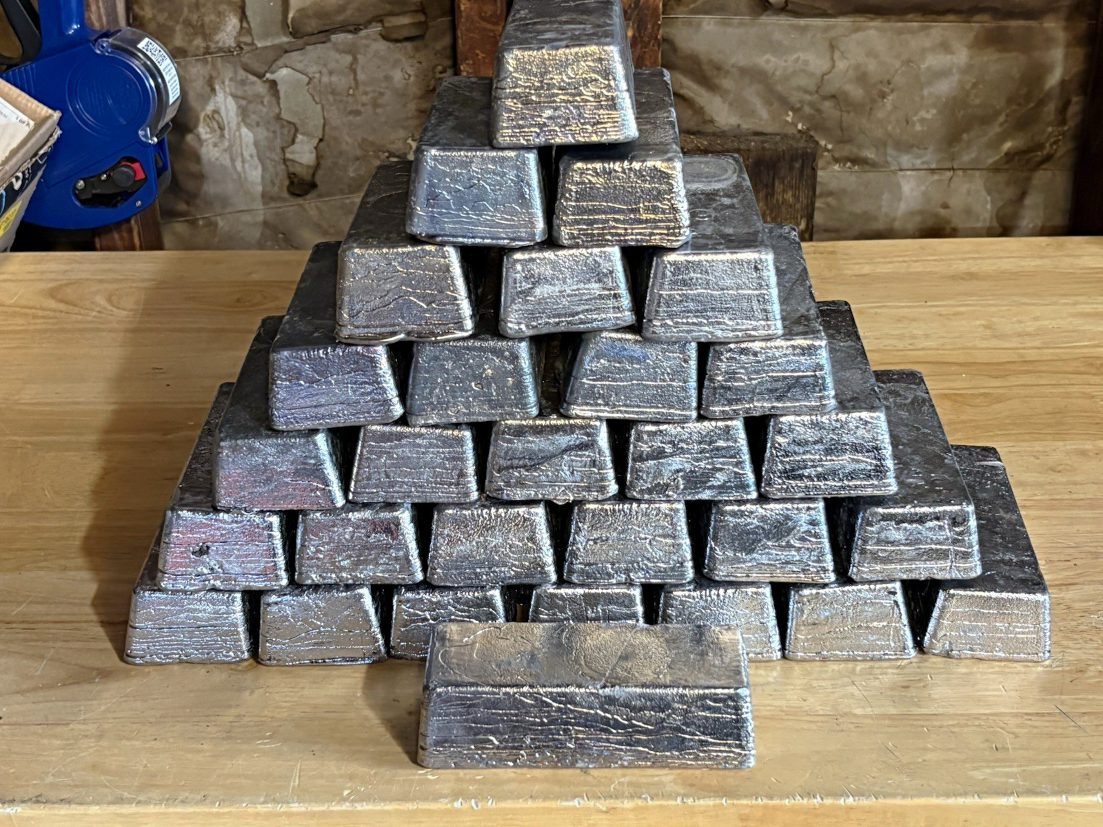 40+ pounds lot of 6 pcs of 7 pound bricks of pure Grade A Lead