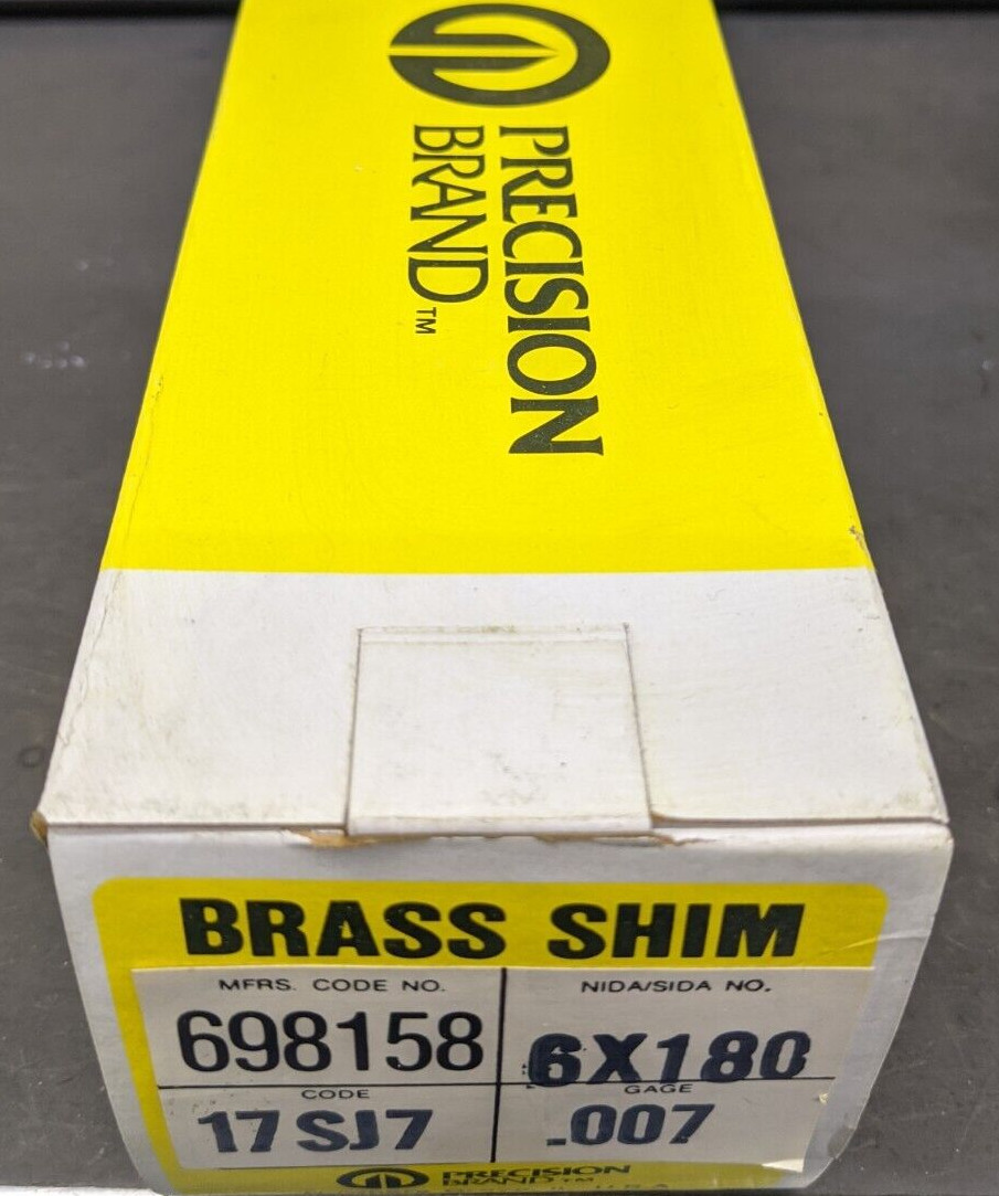 Precision Brand Brass Shim Roll .007 Gauge 6″ x 180″ 698158 (17SJ7) USA NEW