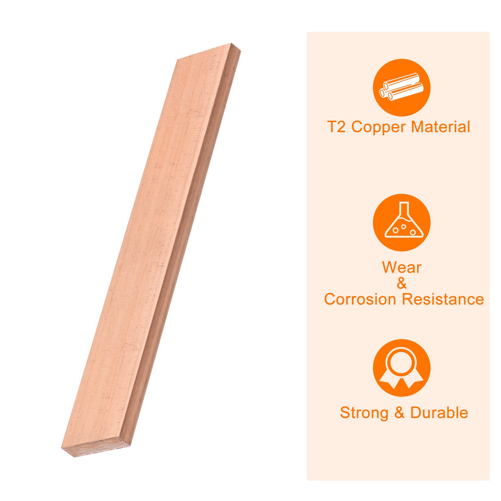 Copper Flat Bar, 1/4″ Thickness x 1″ Width x 6″ Length Copper Bar Stock