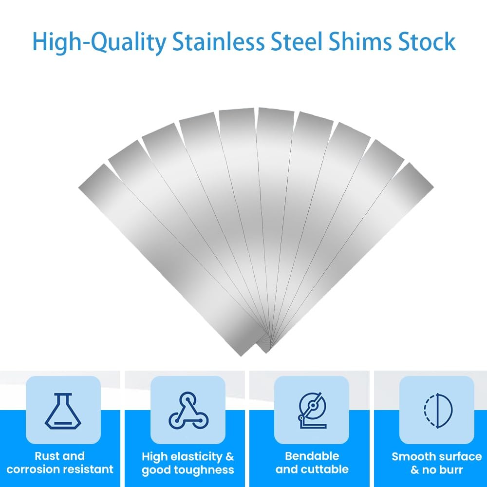 30PCS 304 Stainless Steel Shim Stock Assortment 6.3 inches, steel