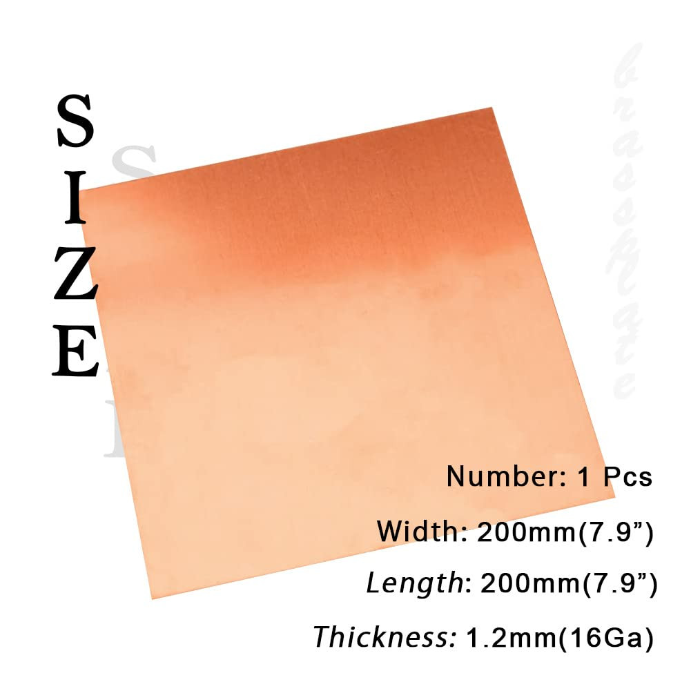 16 Gauge 99.9% Pure Copper Sheet, 1 Pcs Copper Plates Brass Plates for Jewelry