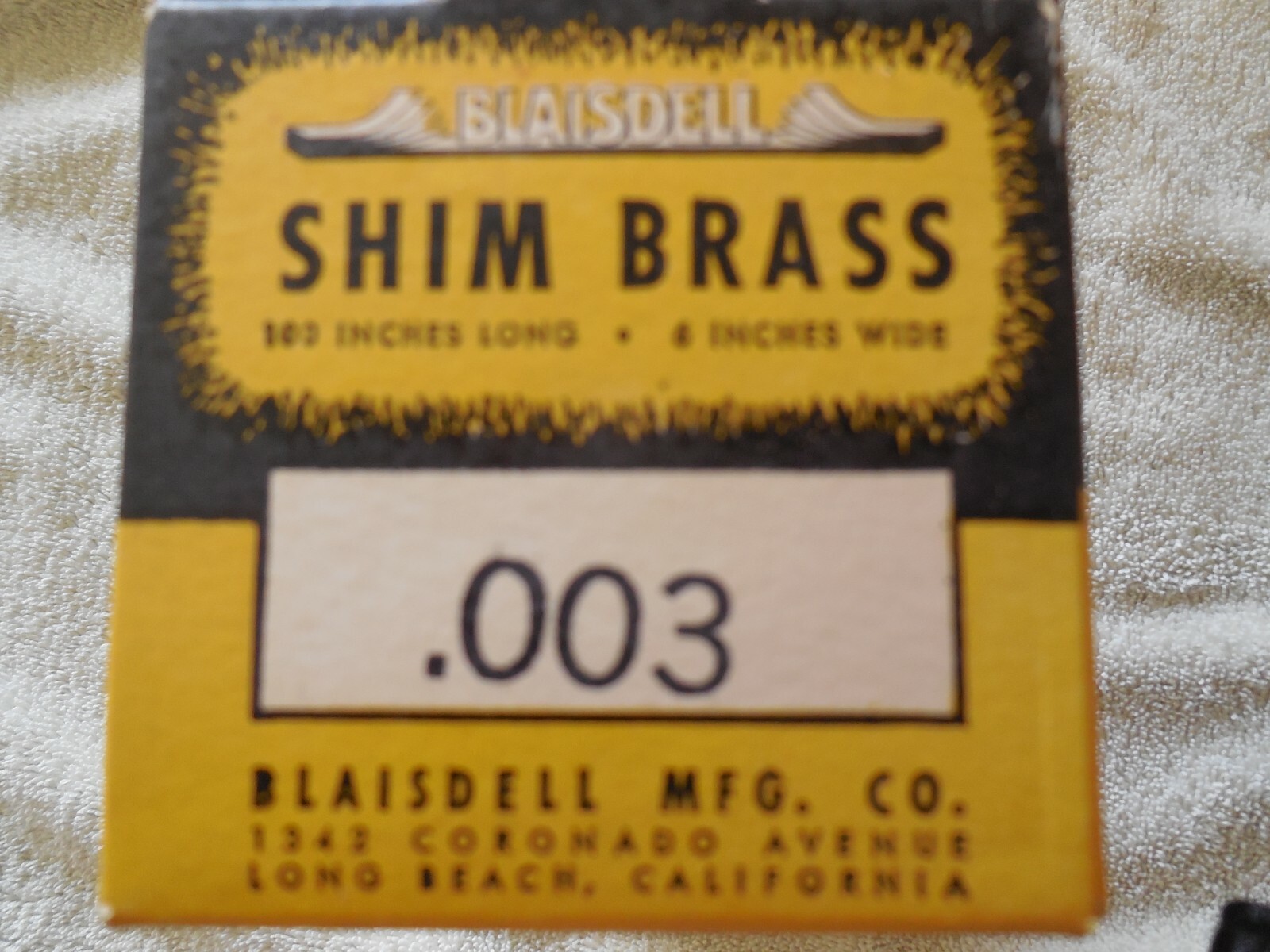 7 pcs Of Unpolished Brass Shim 008, 007, 006. 005, 004, 003, 001 Thick. 6”x 1.5”