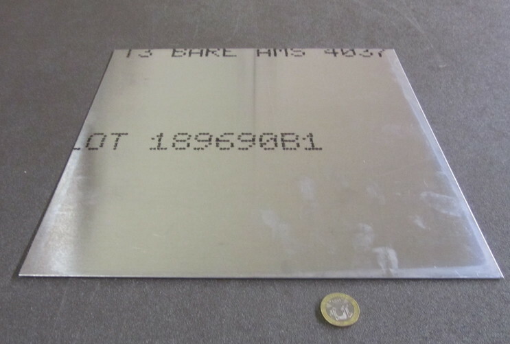 2024 Aluminum Sheet, T3, .040″ Thick x 12.0″ Width x 12.0″ Length