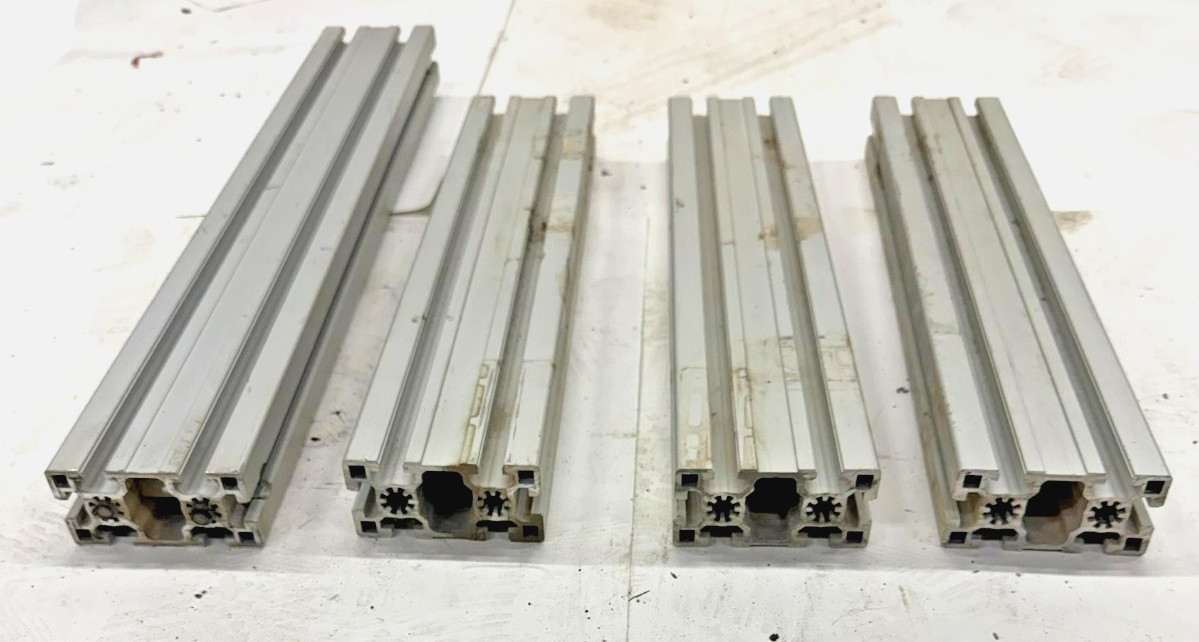 80/20 45MM X 90MM ASST. LENGTHS, 45-4590, (LOT OF 4), 18″ TO 23″, 6 OPEN SLOTS