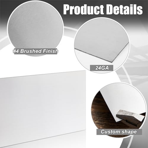 430 Stainless Steel Sheet Metal 36″x24″ 24GA Brushed Finish Panel for Crafting,