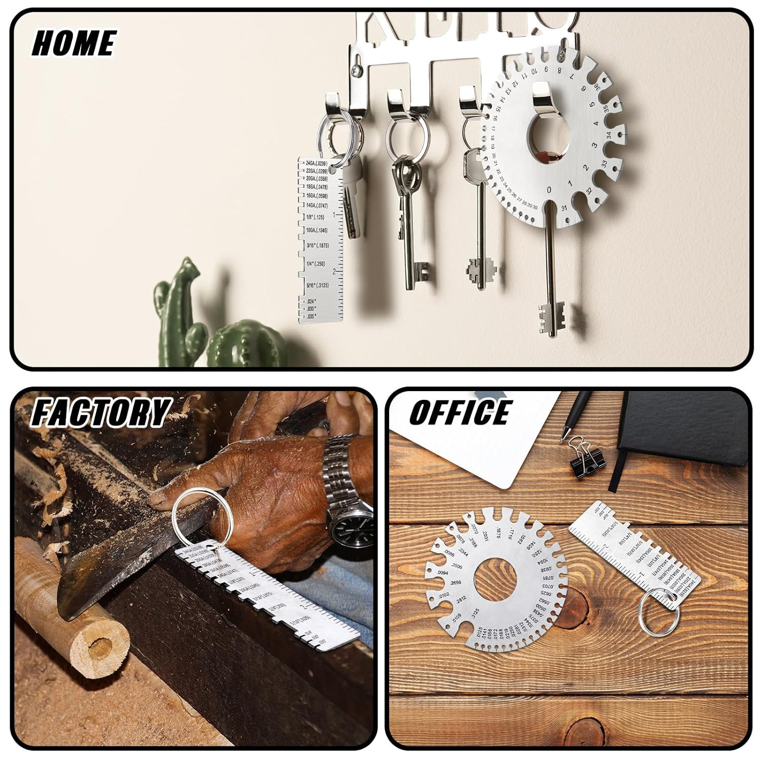 4 PCS Stainless Steel Metal Sheet Thickness Gauge with Round Dual Sided Wire Wel