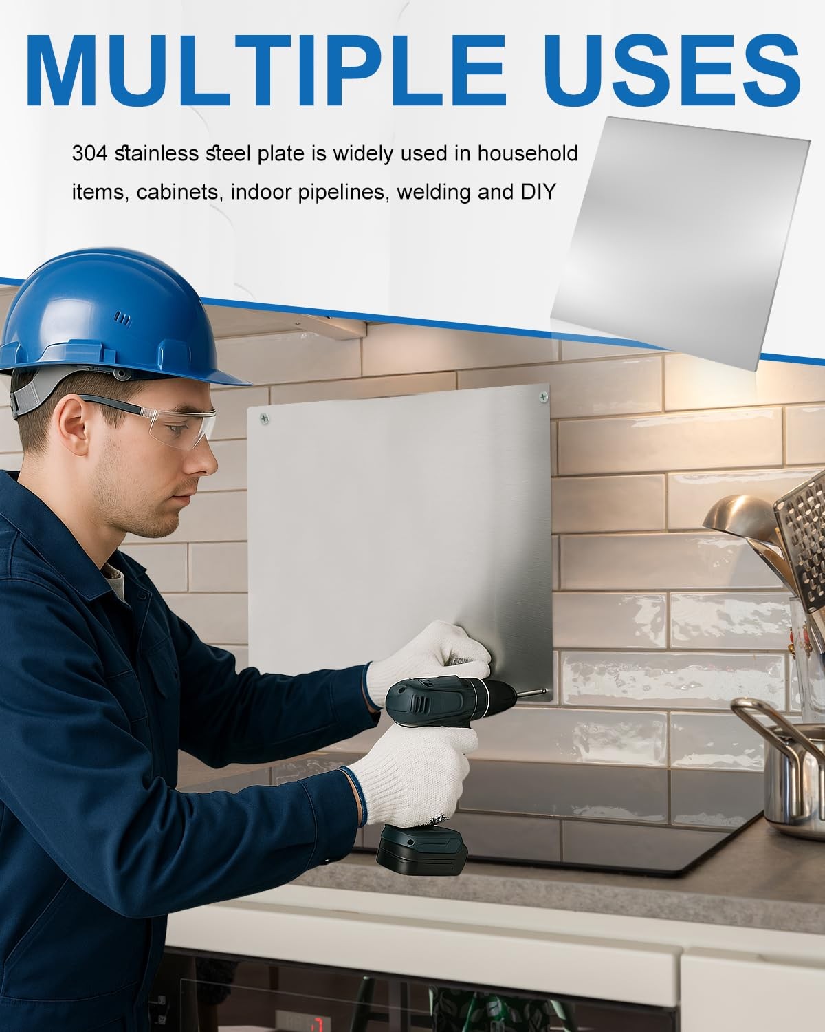 Rocaris 2pcs 304 Stainless Steel Sheet, 12″ X X 12x12x1/32inch, Grey