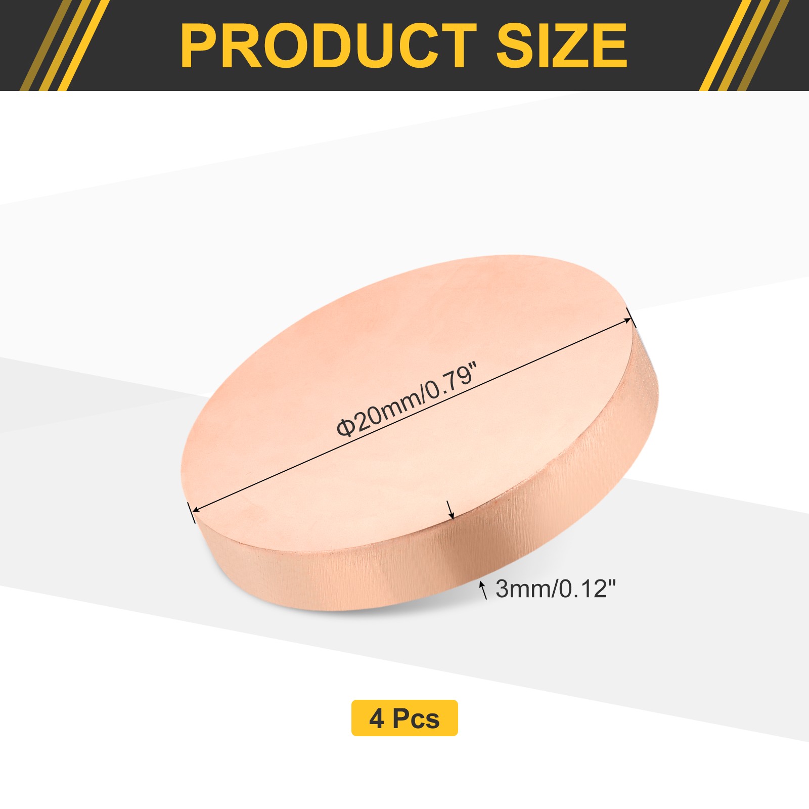 4 Pcs 0.12″ Thick 0.8″ Dia Copper Round Plate C1100 Pure Copper Sheet