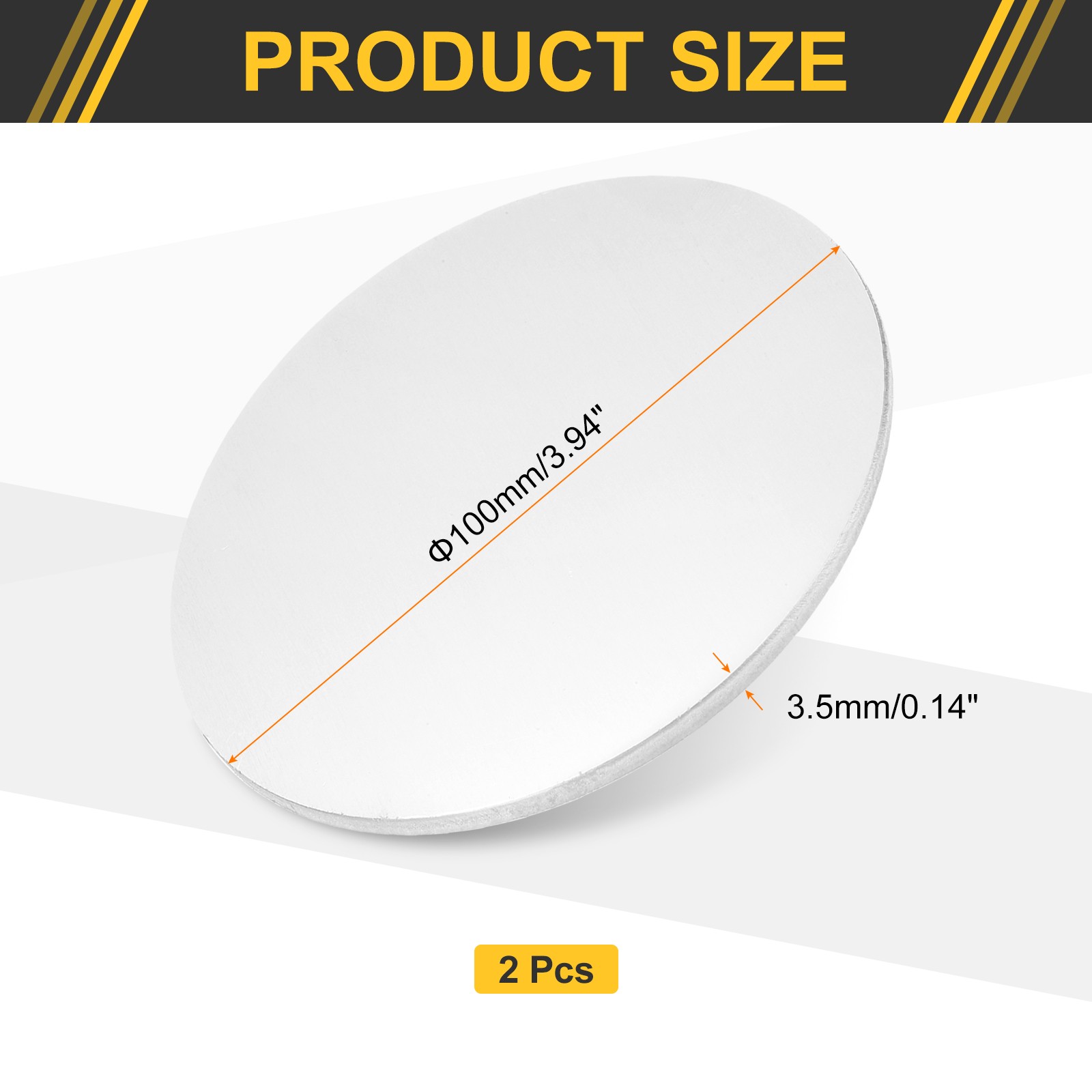 2Pcs Aluminum Disc, 4″(100mm) Dia 0.14″(3.5mm) Thick Round 1060 Aluminum Sheets