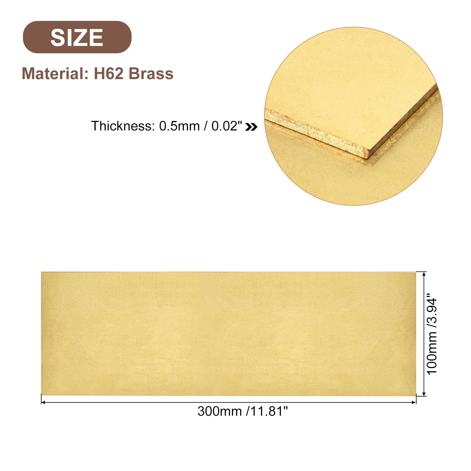 uxcell Brass Sheet, 12″ x 4″ Metal Sheets 0.02″ x x 0.02″, Gold