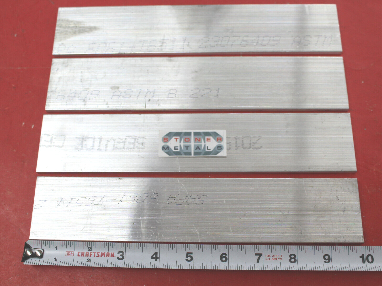 4 Pieces 3/16″ X 2″ ALUMINUM 6061 FLAT BAR 10″ long T6511 Extruded Mill Stock