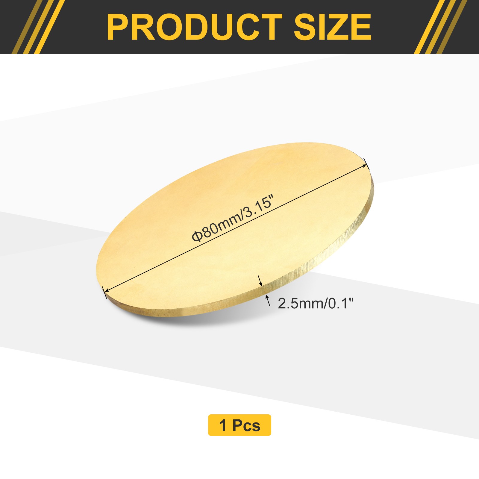 Brass Round Plate, 0.1″(2.5mm) Thick 3.15″(80mm) Dia H65 Brass Round Sheet