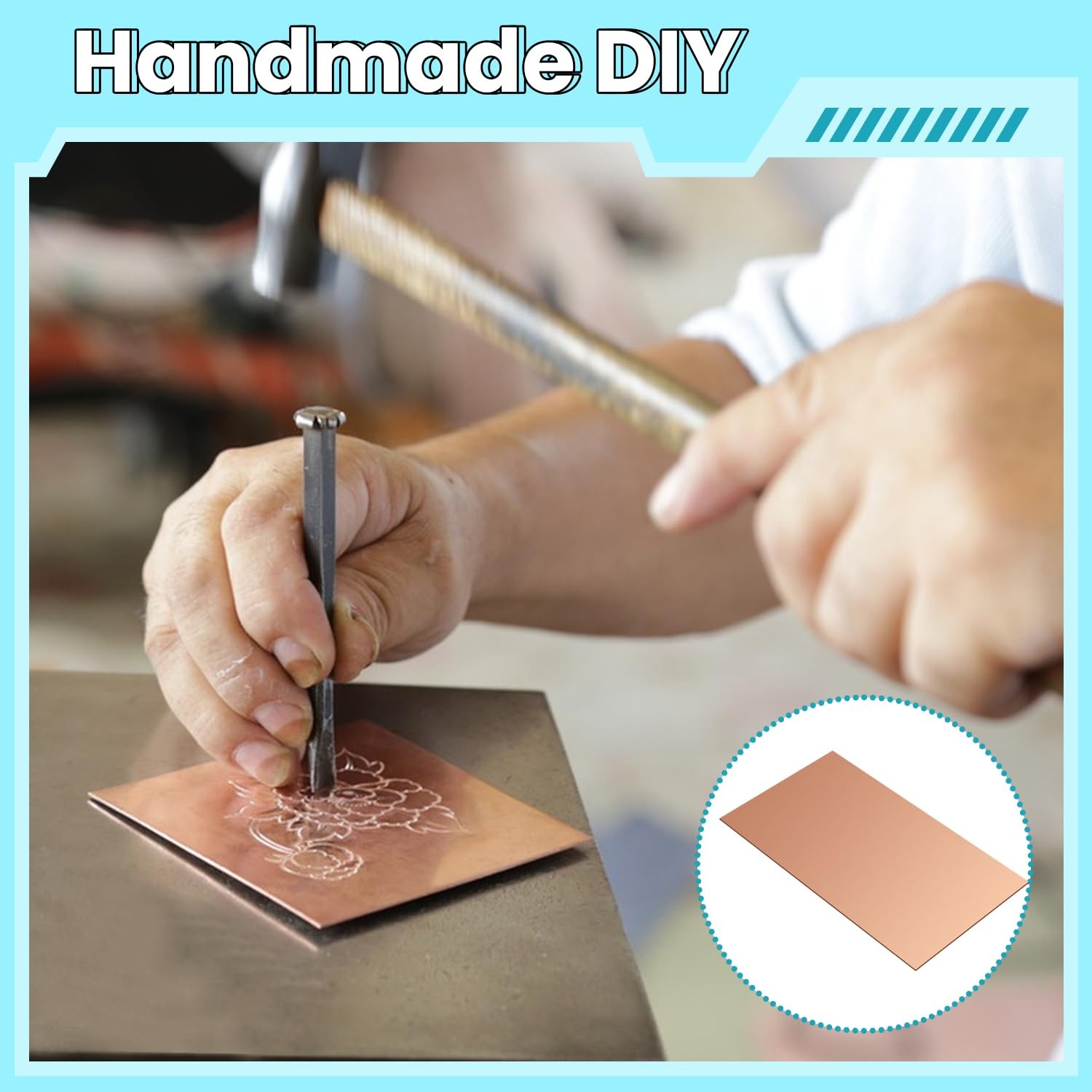 Copper Sheet, 2 Pieces of Copper Plates 6″×4″-24 Gauge(0.5mm) Thickness, 99% …