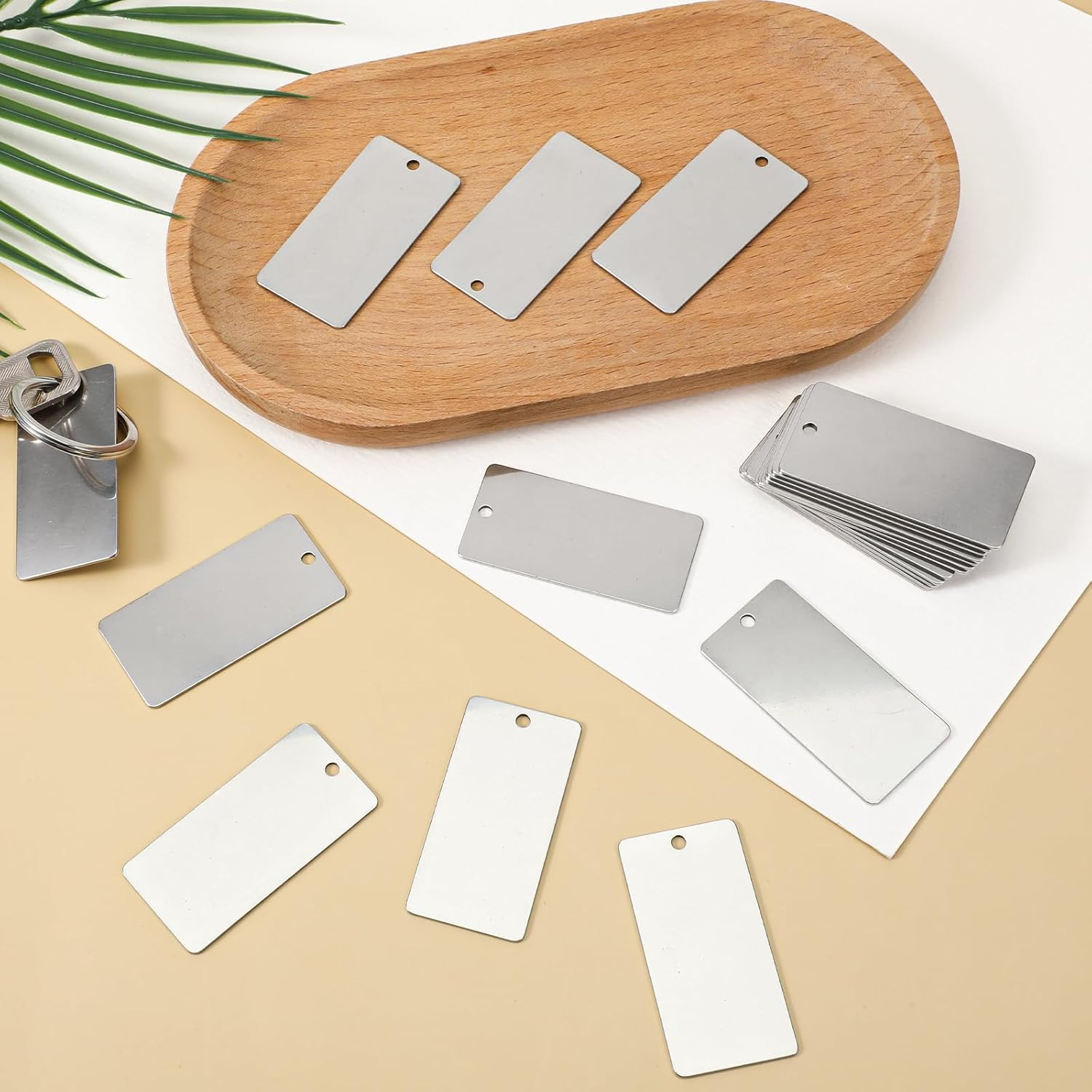 60 Pcs Metal Engraving Blanks, 1 X 2 Inch Blank Stainless Steel Tags Rectangle M