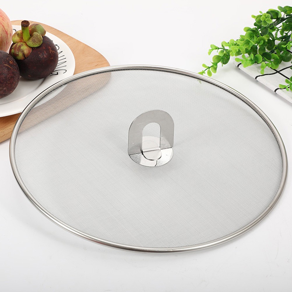 Silver Mesh Stainless Steel Pot Cover Anti Spill Lid Reusable Oil Splatter Guard