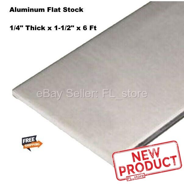 Aluminum Bar Flat Stock 1/4″ x 1-1/2″ x 6 Feet Long Unpolished Finish Alloy NEW